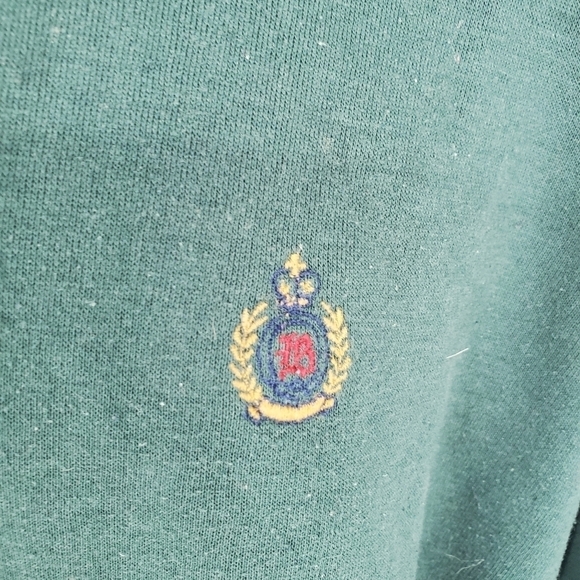 Vintage Bugle Boy Sweatshirt Men XL Green Blue Henley Cut & Sew Hip Hop 90s - Picture 3 of 9